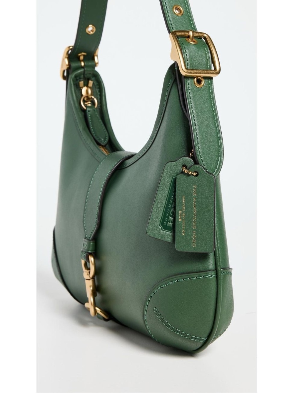 Coach Green Leather Shoulder Hampton hobo Bag with Gold Hardware - Picture 2 of 5